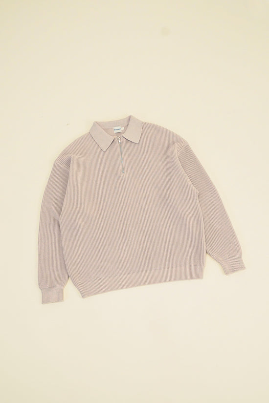 bound Half Zip Knit Pullover - Cloud Grey