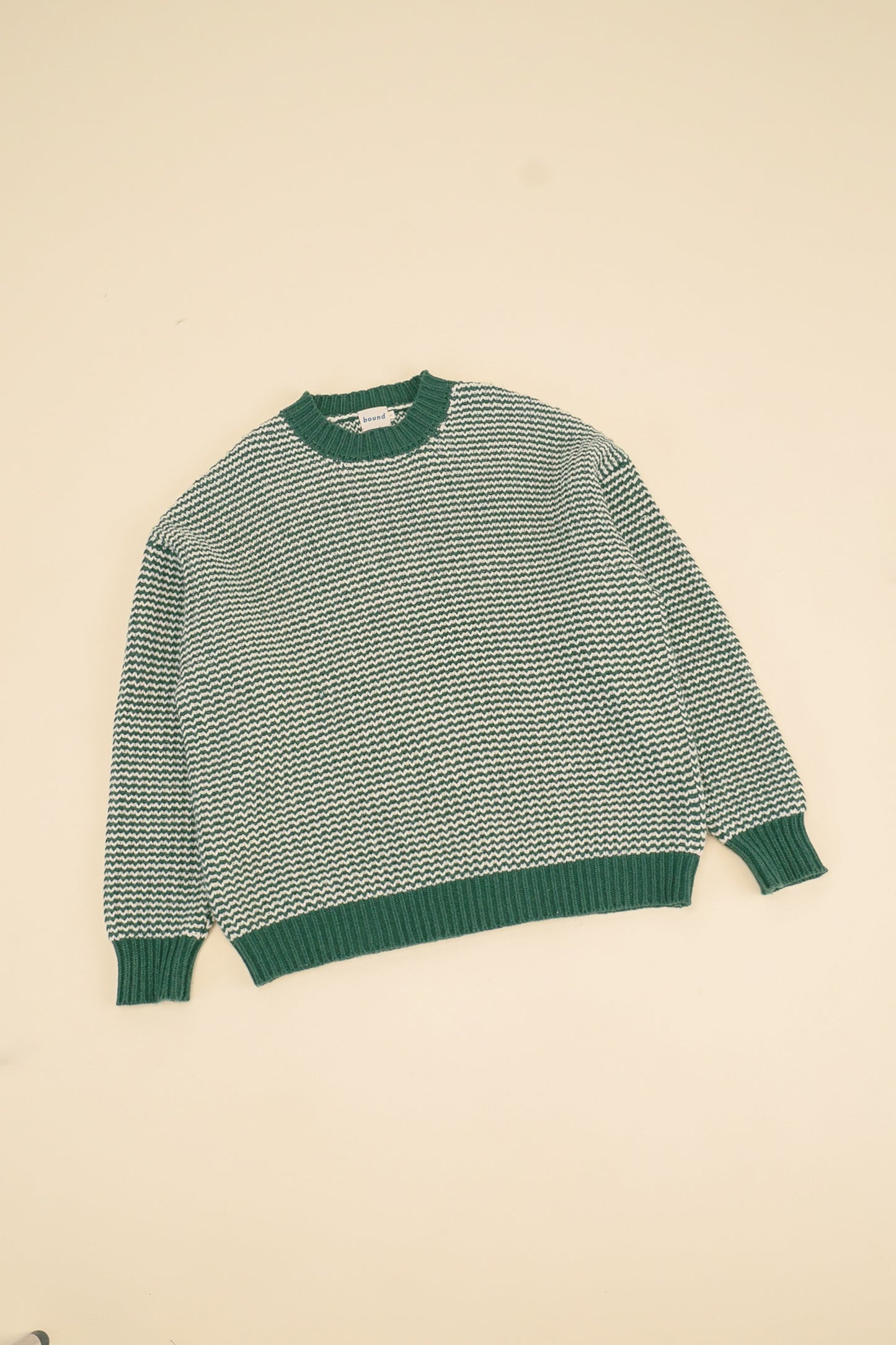 bound Green Stripe Chunky Knit Rib Oversized Sweater