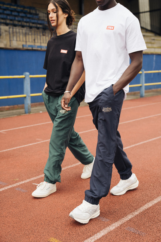 Vice 84 'Académie Des Sports Script' Nylon Trackpants - Navy