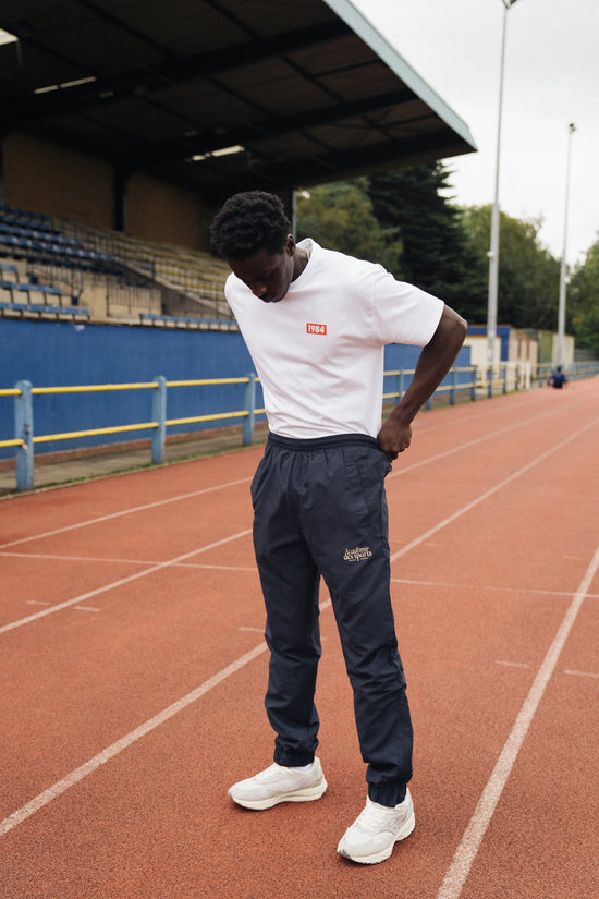 Vice 84 'Académie Des Sports Script' Nylon Trackpants - Navy