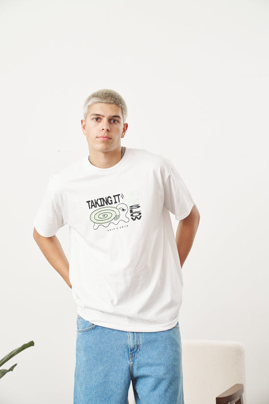 Load image into Gallery viewer, KBAR X UN:IK &amp;#39;Taking It Slow&amp;#39; Tee - White
