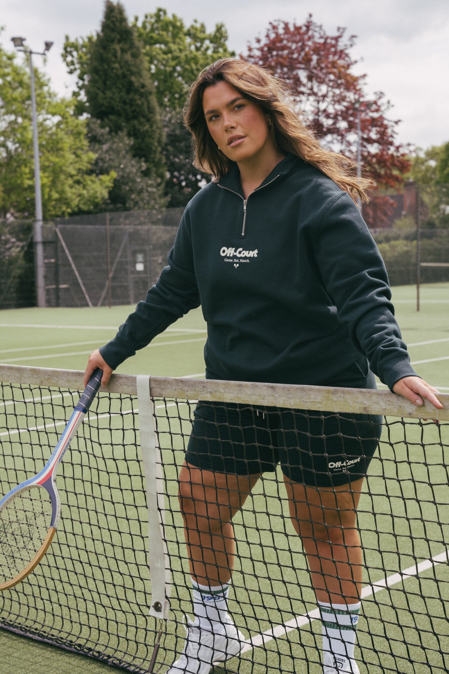 Vice 84 'Off Court GSM' Half Zip Sweater & Shorts Set - Pine