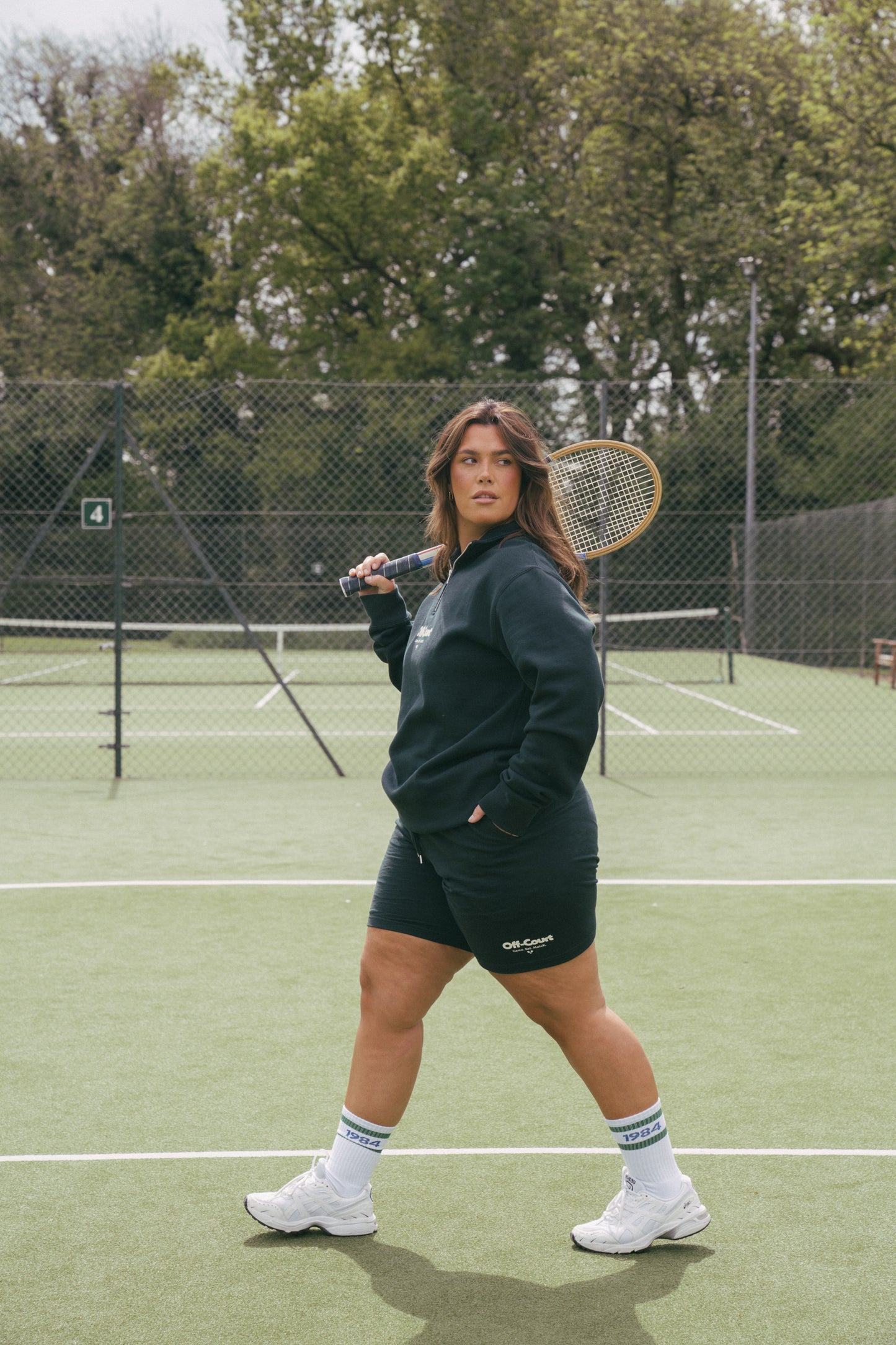 Vice 84 'Off Court GSM' Half Zip Sweater & Shorts Set - Pine