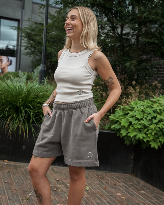 Load image into Gallery viewer, Essentials WMNS Embroidered Crop Rib Tank - Bone
