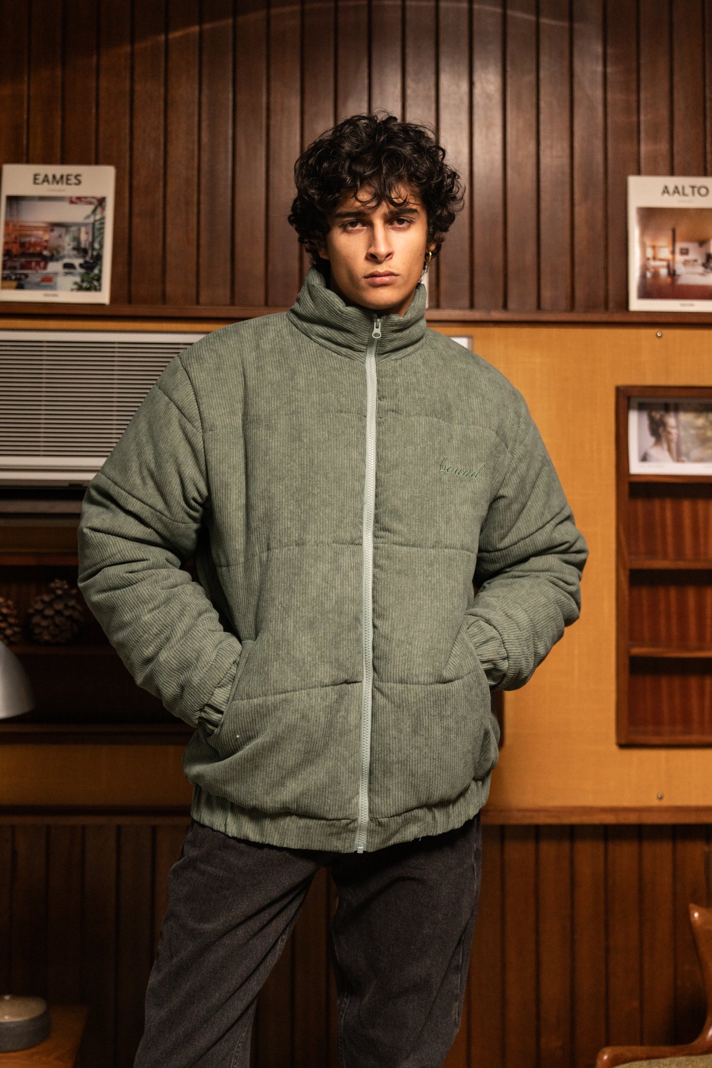 Cord puffer jacket mens sale