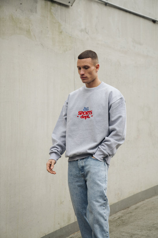 Vice 84 'Sports Dept' Heavyweight Embroidered Sweater - Ash