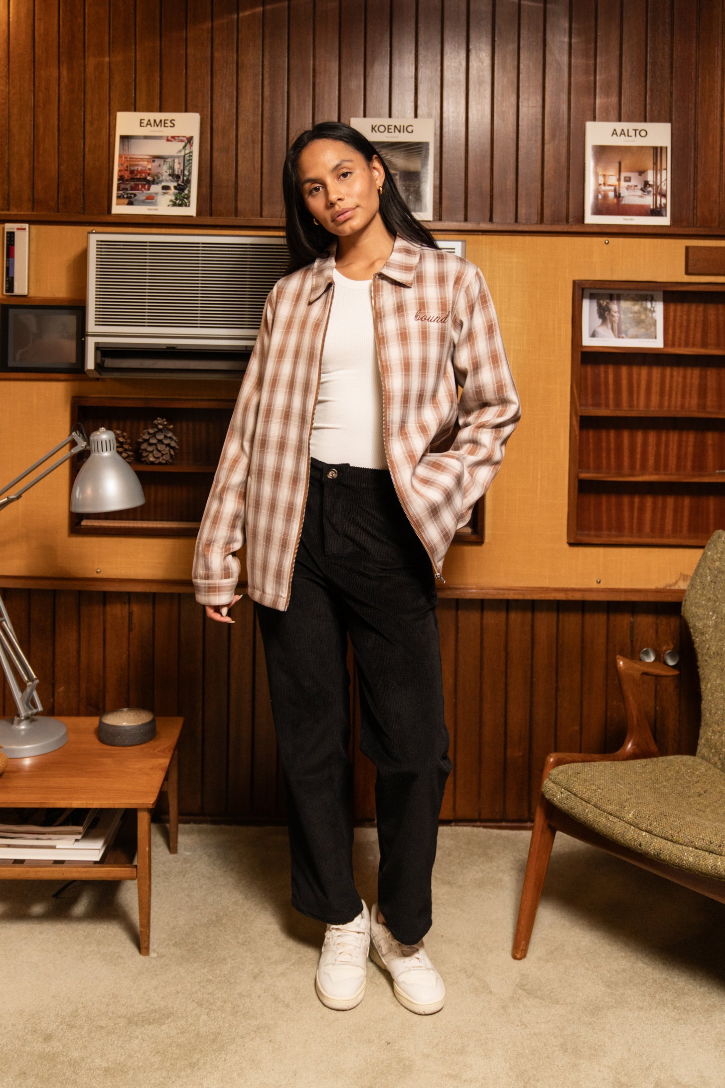 bound Nevada Brown Check Coach Jacket