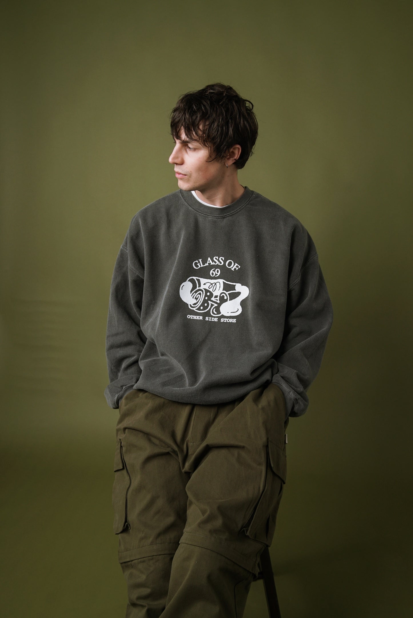 Other Side Store 'Glass of 69' Vintage Washed Sweater - Charcoal