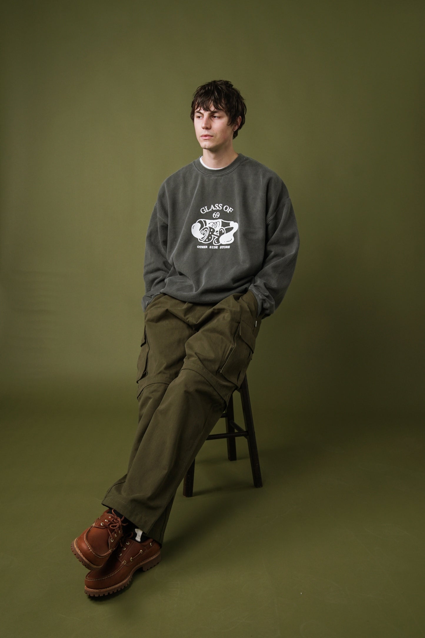 Other Side Store 'Glass of 69' Vintage Washed Sweater - Charcoal