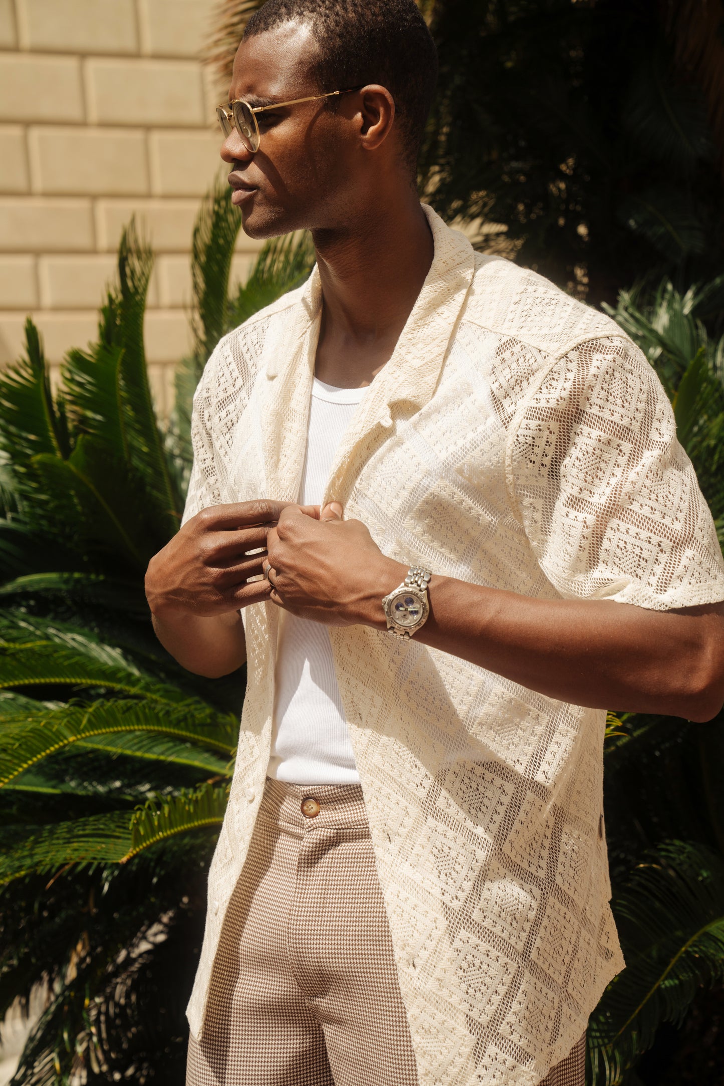 bound Lace Vacation Shirt - Cream