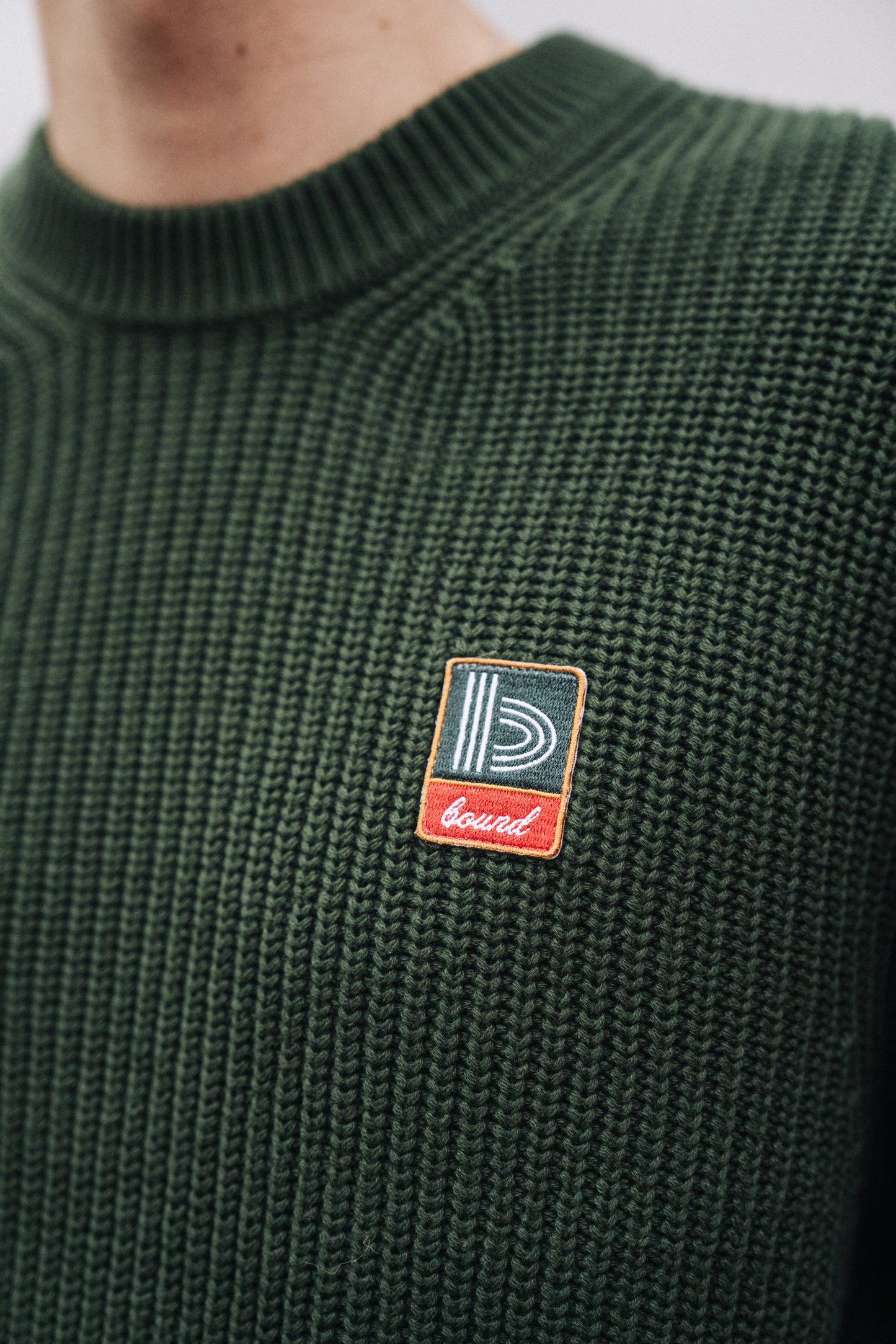 bound Retro Fisherman Rib Knit Sweater - Green