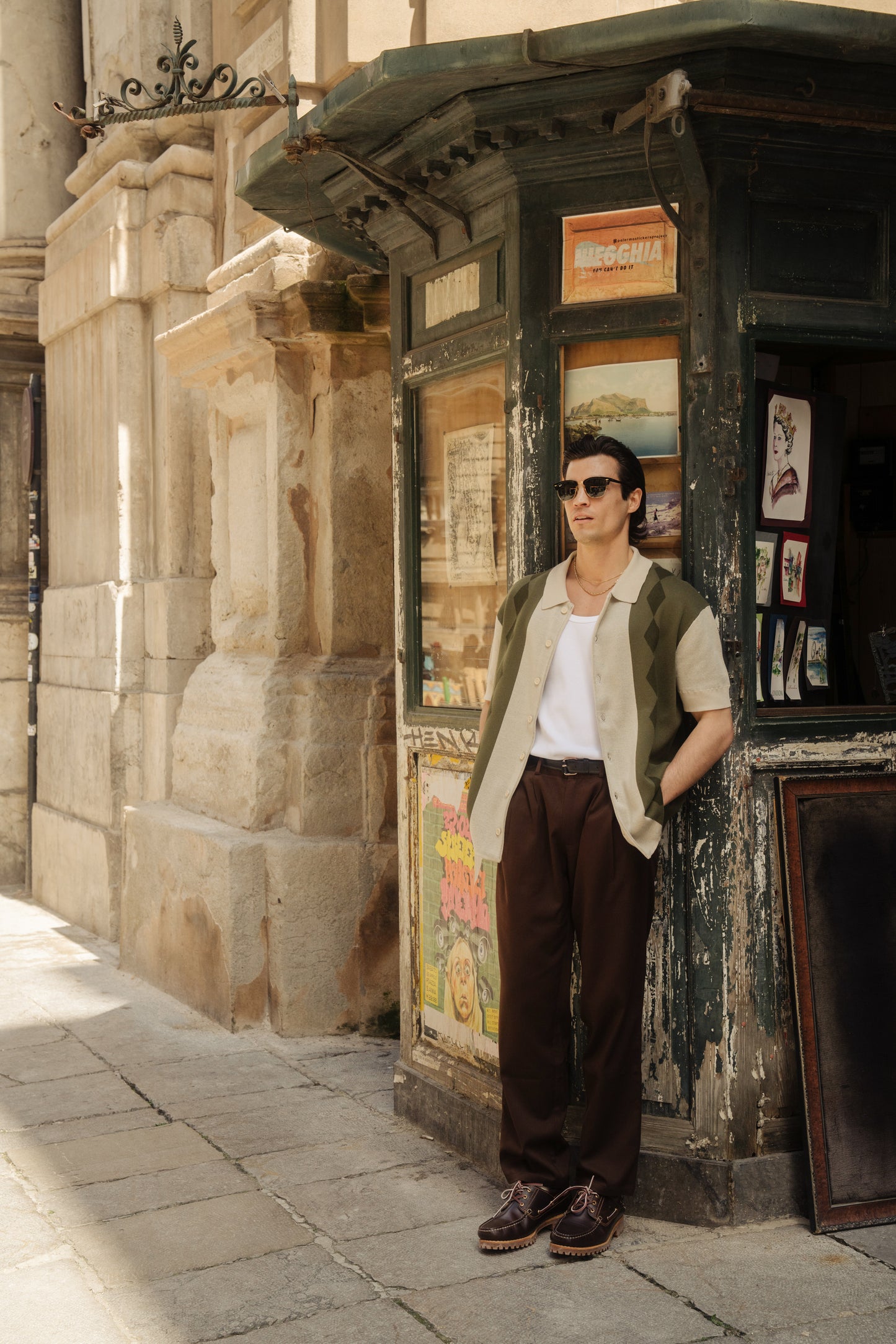 bound Pleated Smart Trousers - Brown