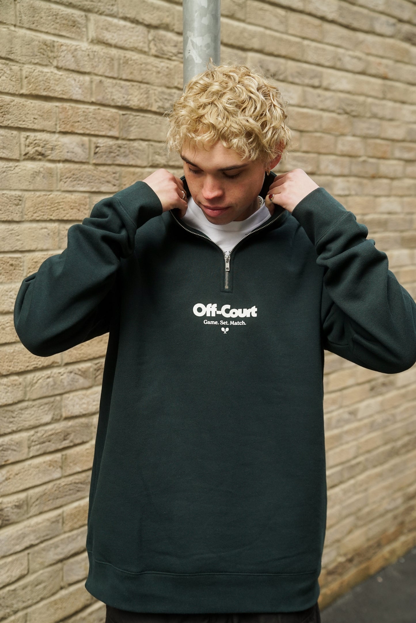 Vice 84 'Off Court GSM' Half Zip Sweater - Pine