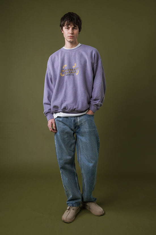 Other Side Store 'Macaroni Please' Vintage Washed Sweater - Lilac
