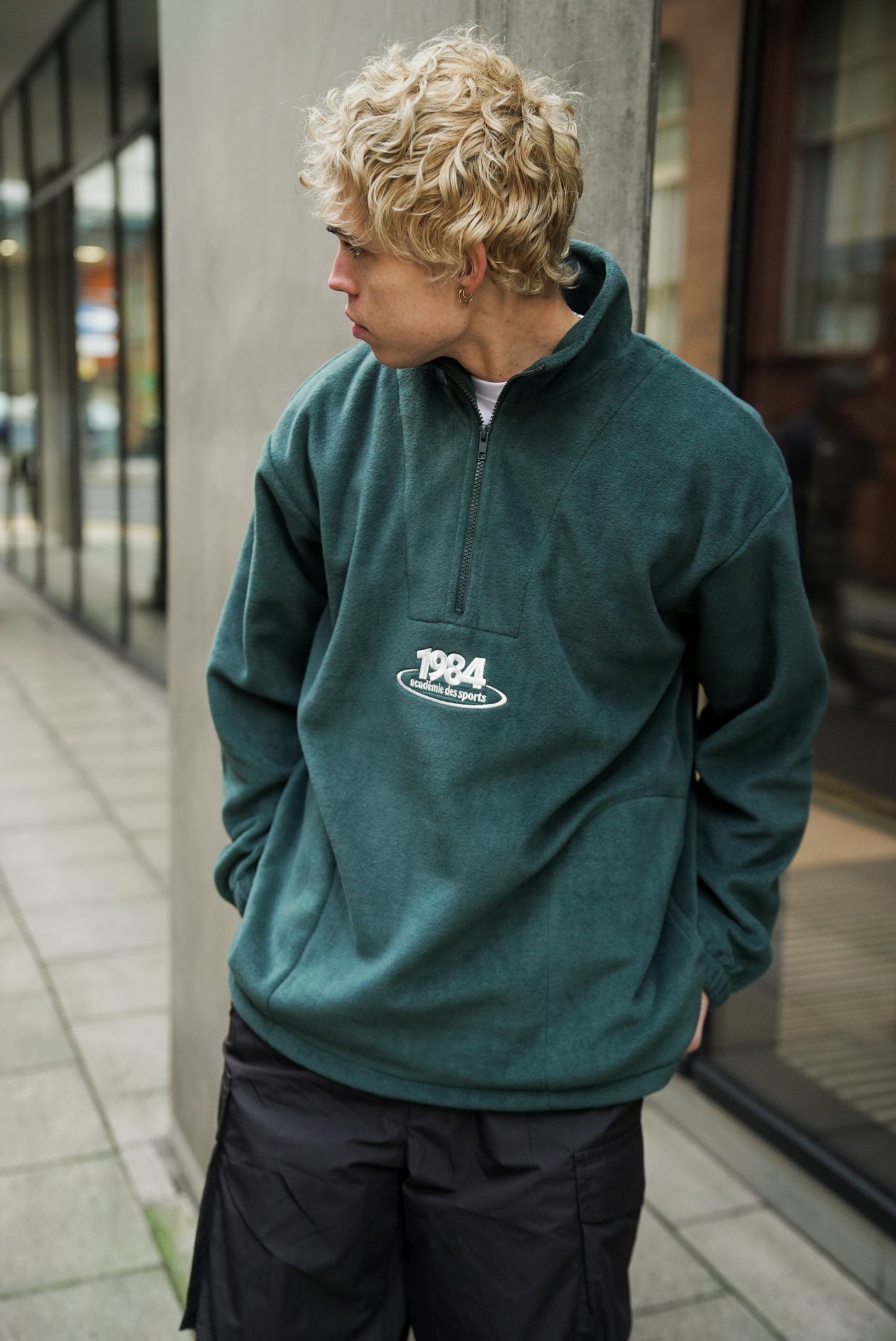 Vice 84 'Disc' Fleece 1/2 Zip Pullover - Black / Navy / Forest Green