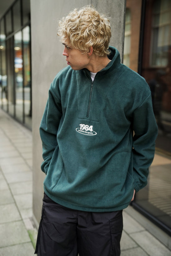 Load image into Gallery viewer, Vice 84 &amp;#39;Disc&amp;#39; Fleece 1/2 Zip Pullover - Black / Navy / Forest Green
