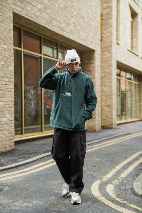 Load image into Gallery viewer, Vice 84 &amp;#39;Disc&amp;#39; Fleece 1/2 Zip Pullover - Black / Navy / Forest Green
