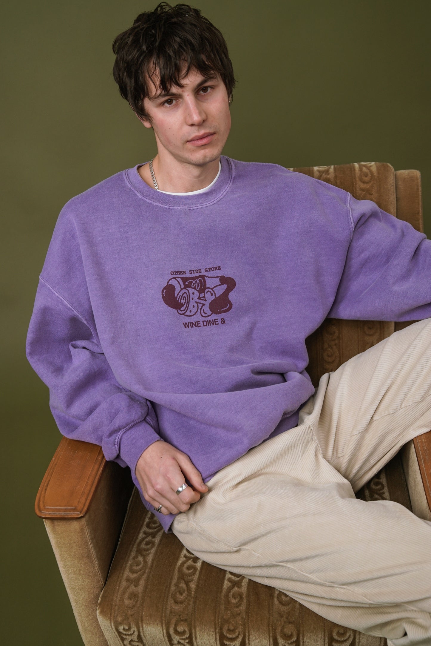Other Side Store 'Wine, Dine &' Vintage Washed Sweater - Orchid