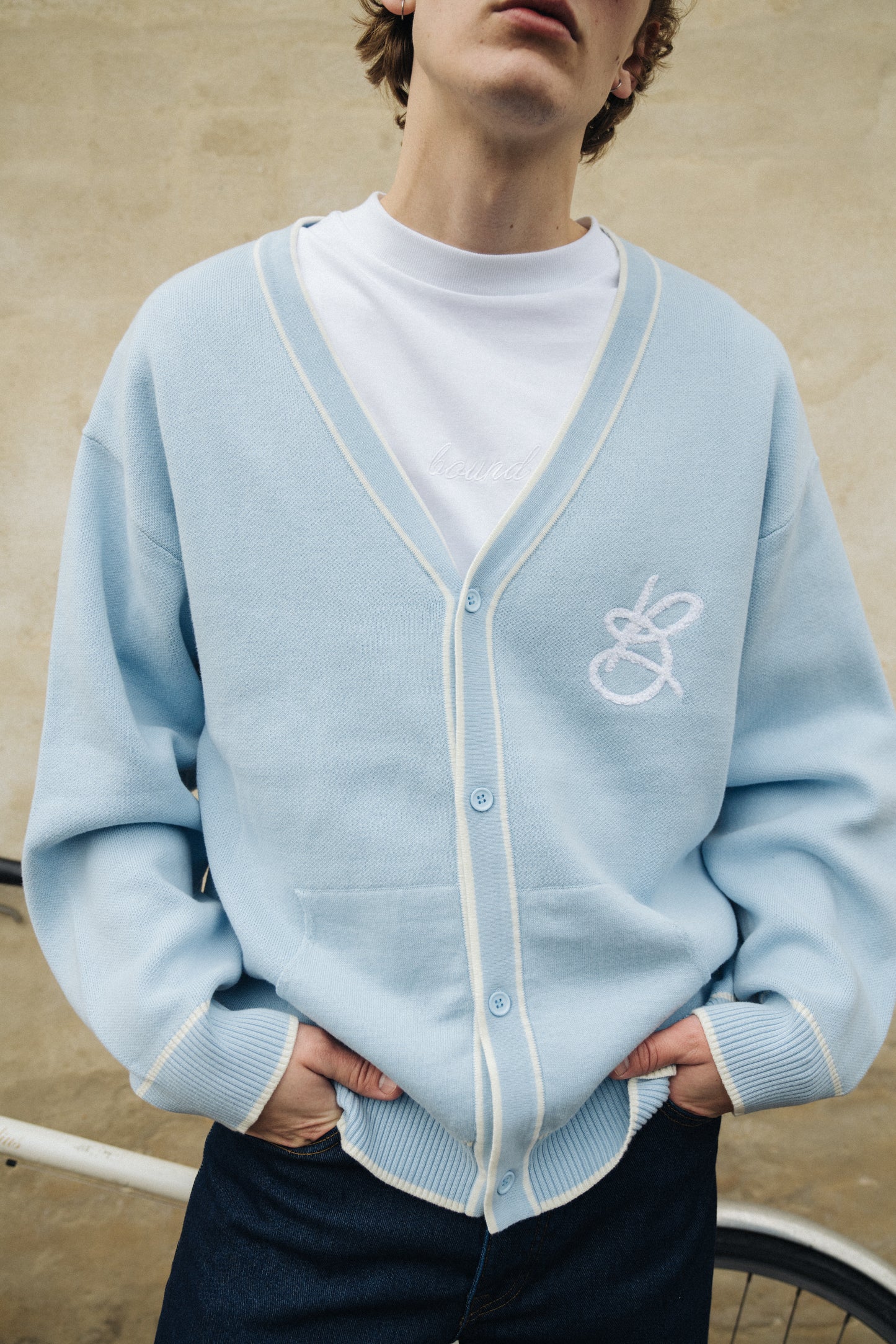 bound Signature Chenille Cardigan - Sky Blue