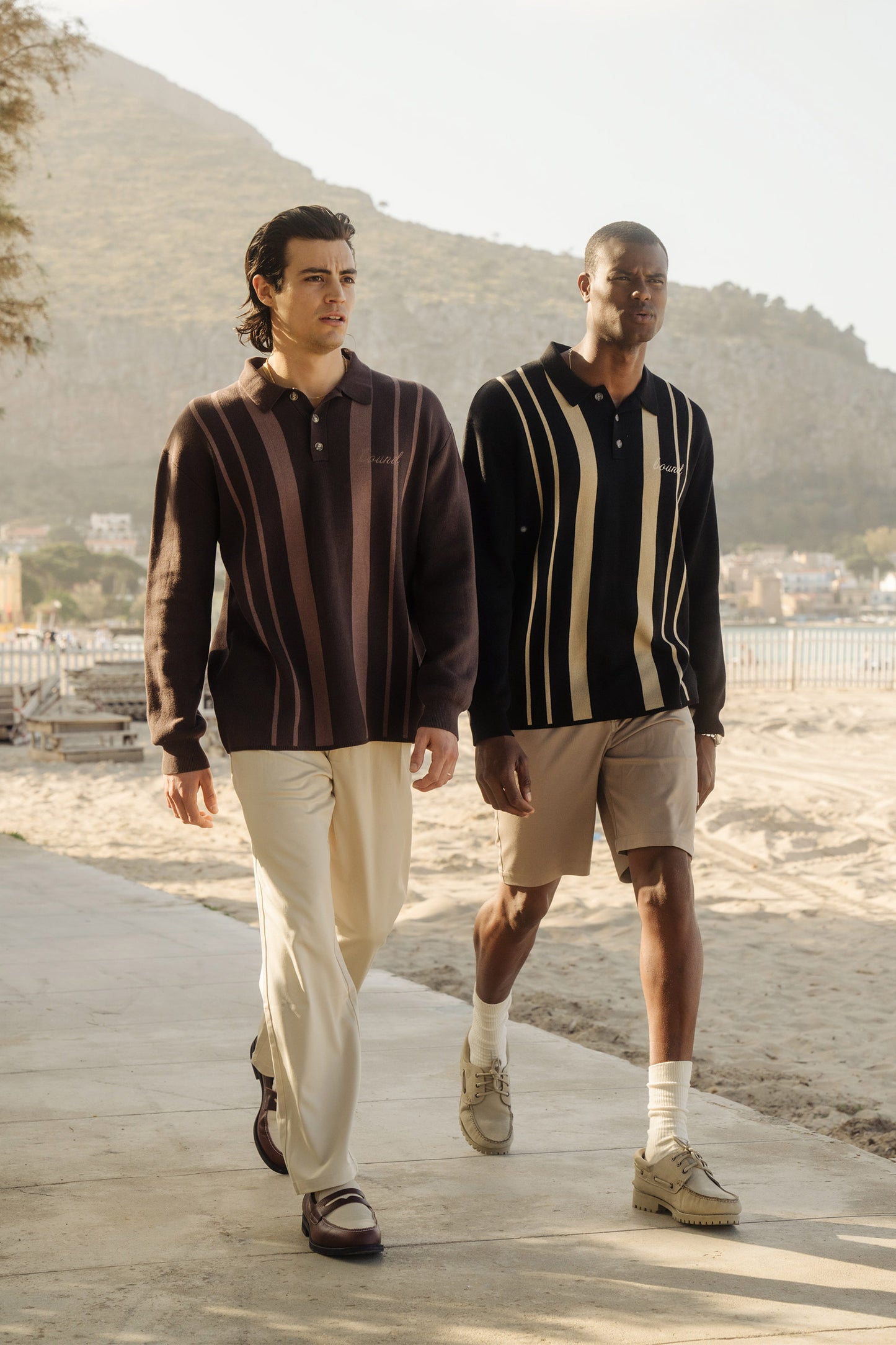 bound 'Aprile' LS Knit Polo - Brown