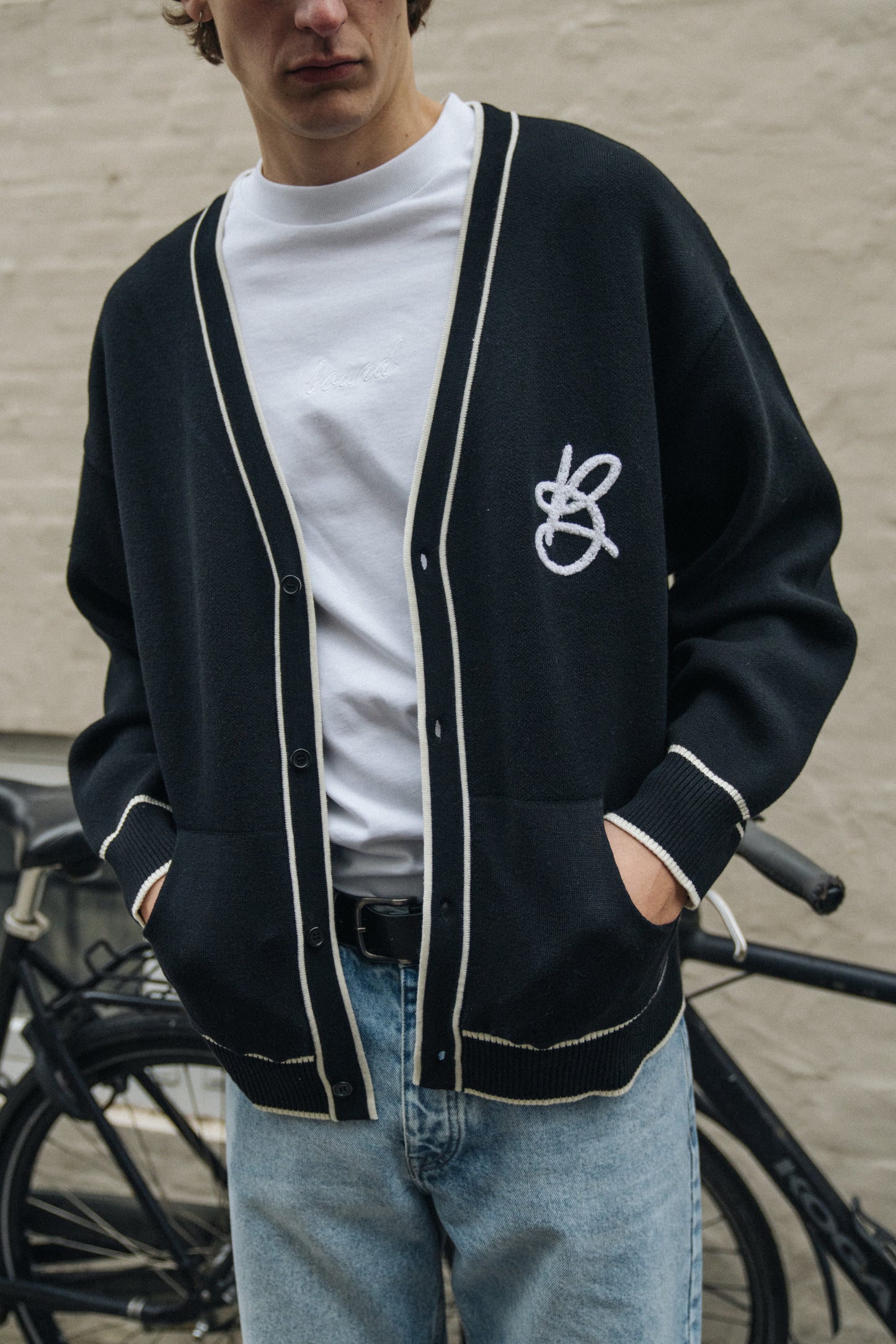 bound Signature Chenille Cardigan - Black