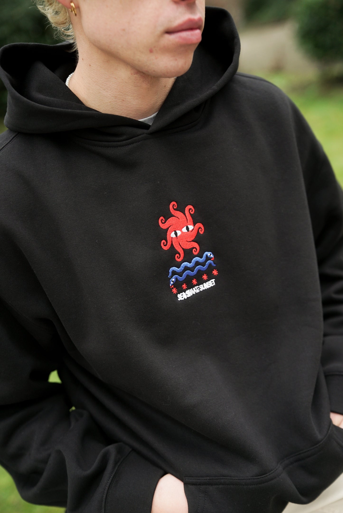 KBAR X UN:IK 'Sea Snake' Embroidered Hoodie - Black