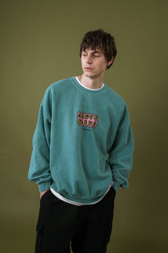 Other Side Store 'Olove Olive' Vintage Washed Sweater - Teal