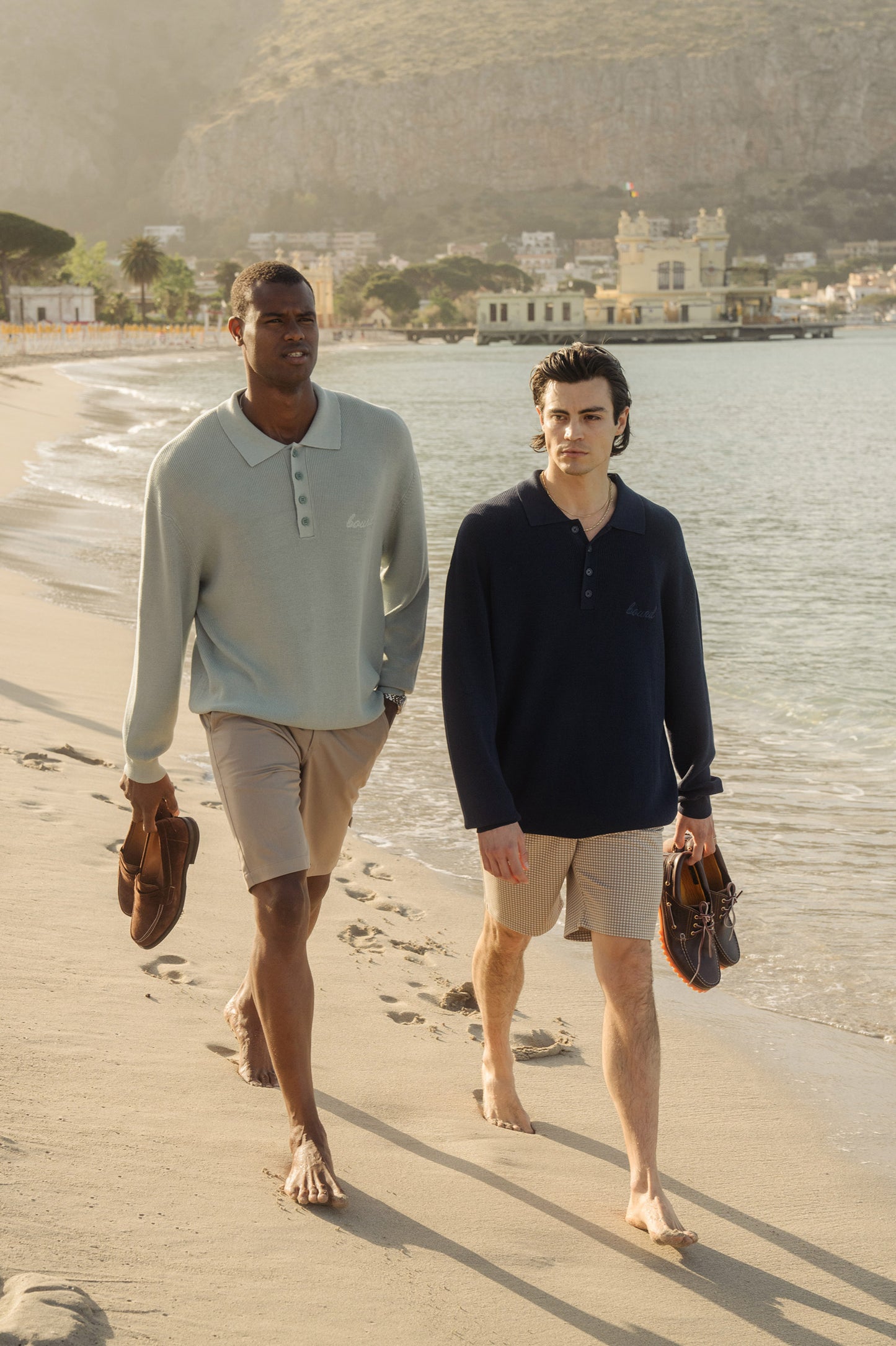bound 'Ennio' LS Knit Polo - Jade