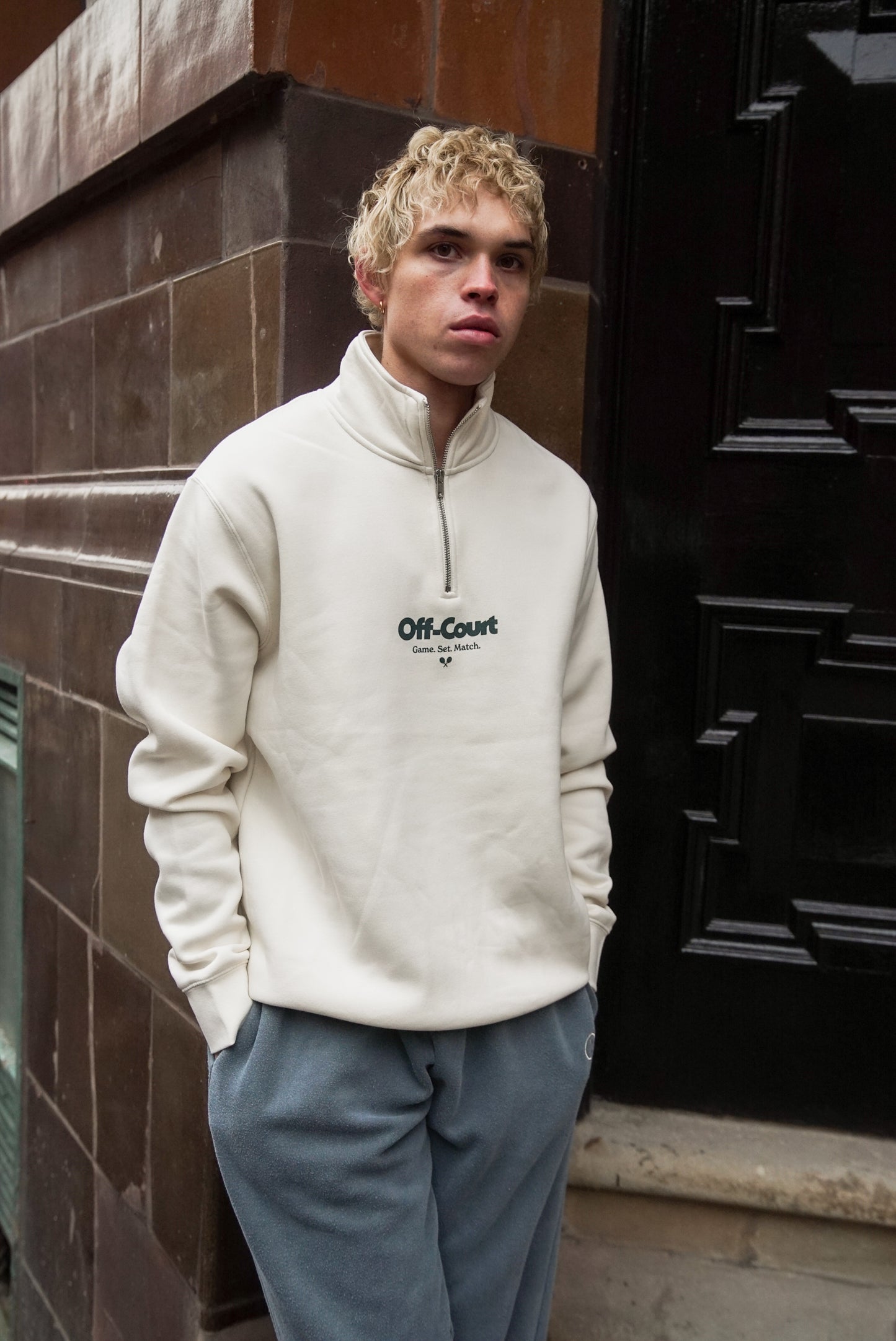 Vice 84 'Off-Court GSM' 1/4 Zip Sweater - Ecru