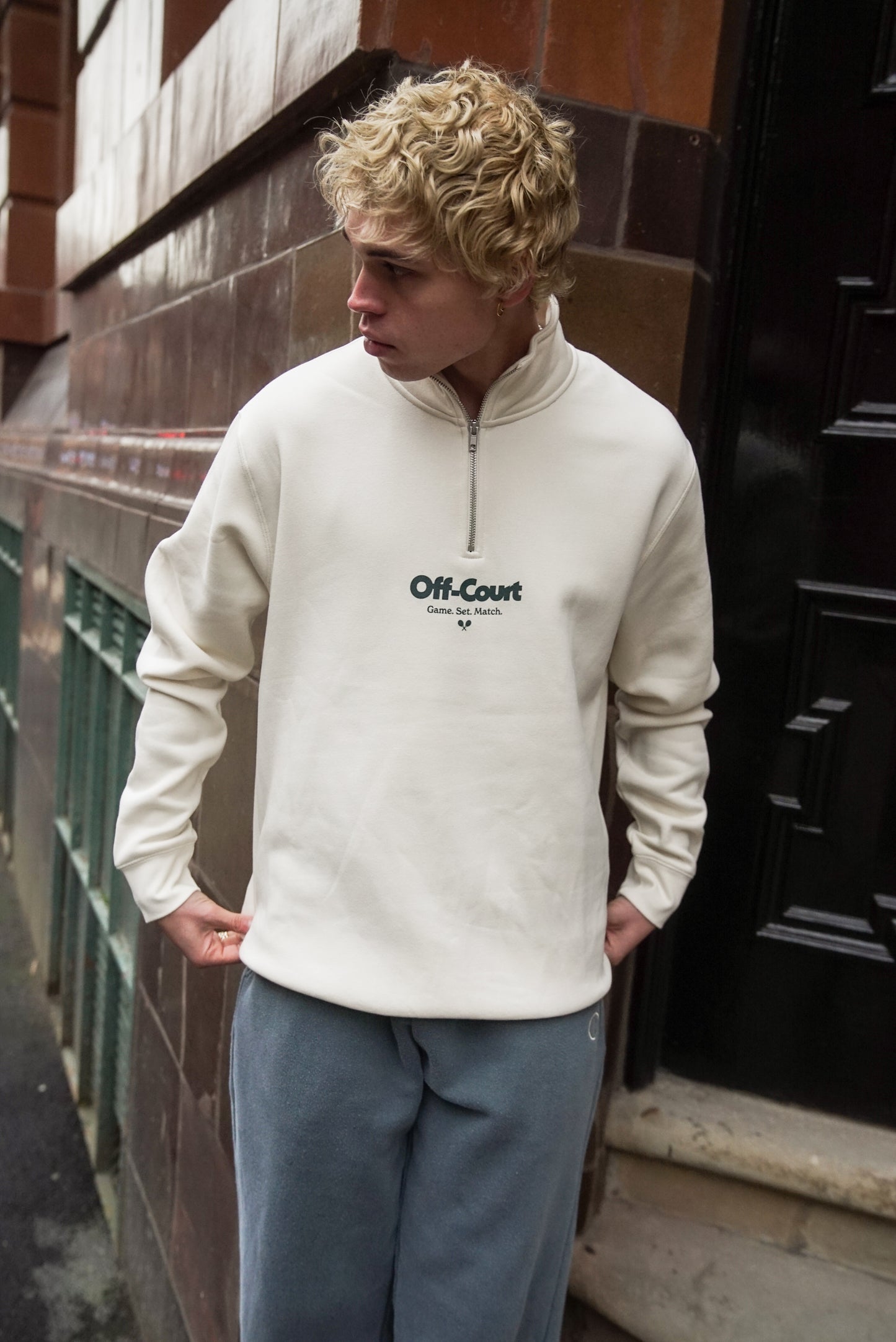 Vice 84 'Off-Court GSM' 1/4 Zip Sweater - Ecru