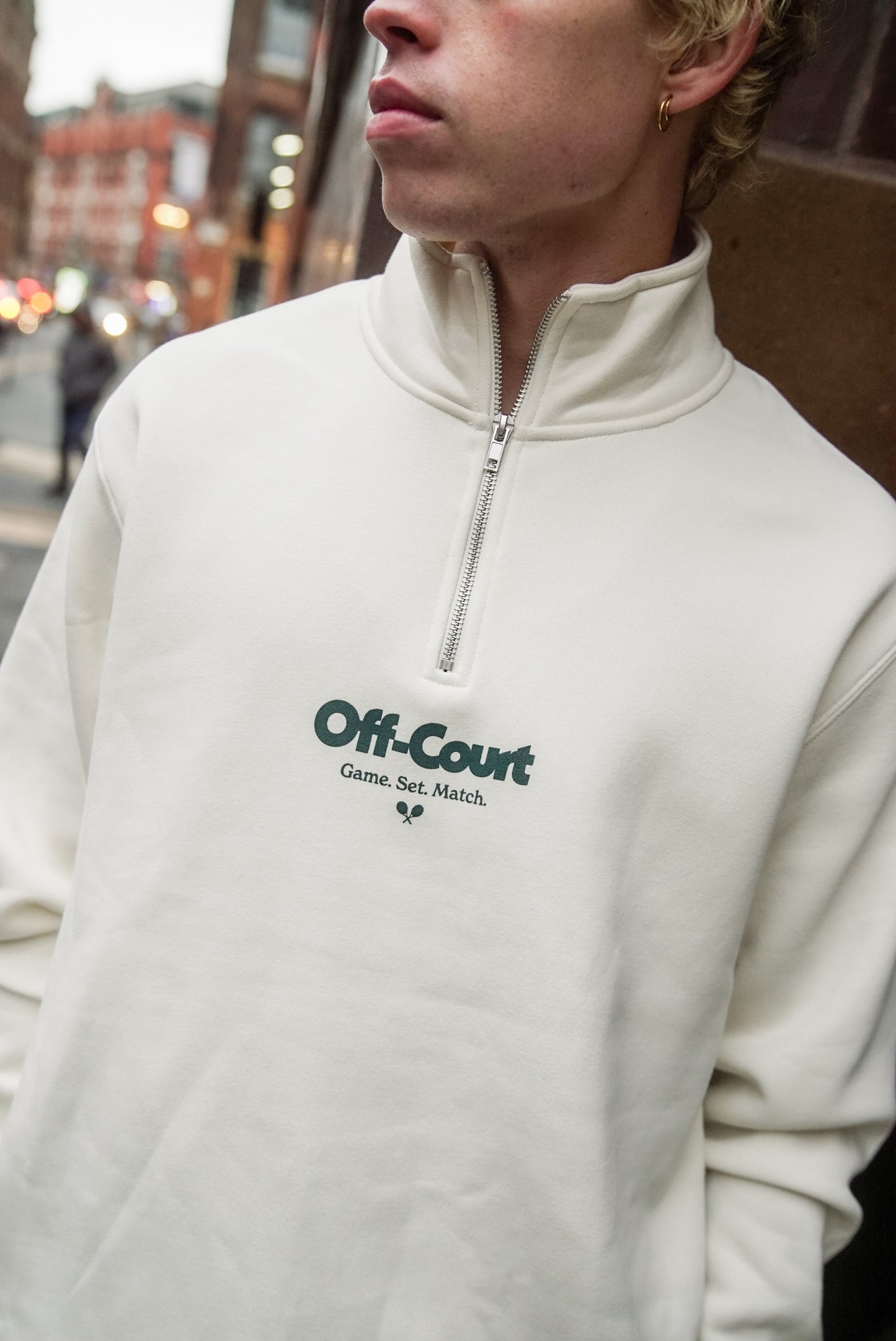 Vice 84 'Off-Court GSM' 1/4 Zip Sweater - Ecru