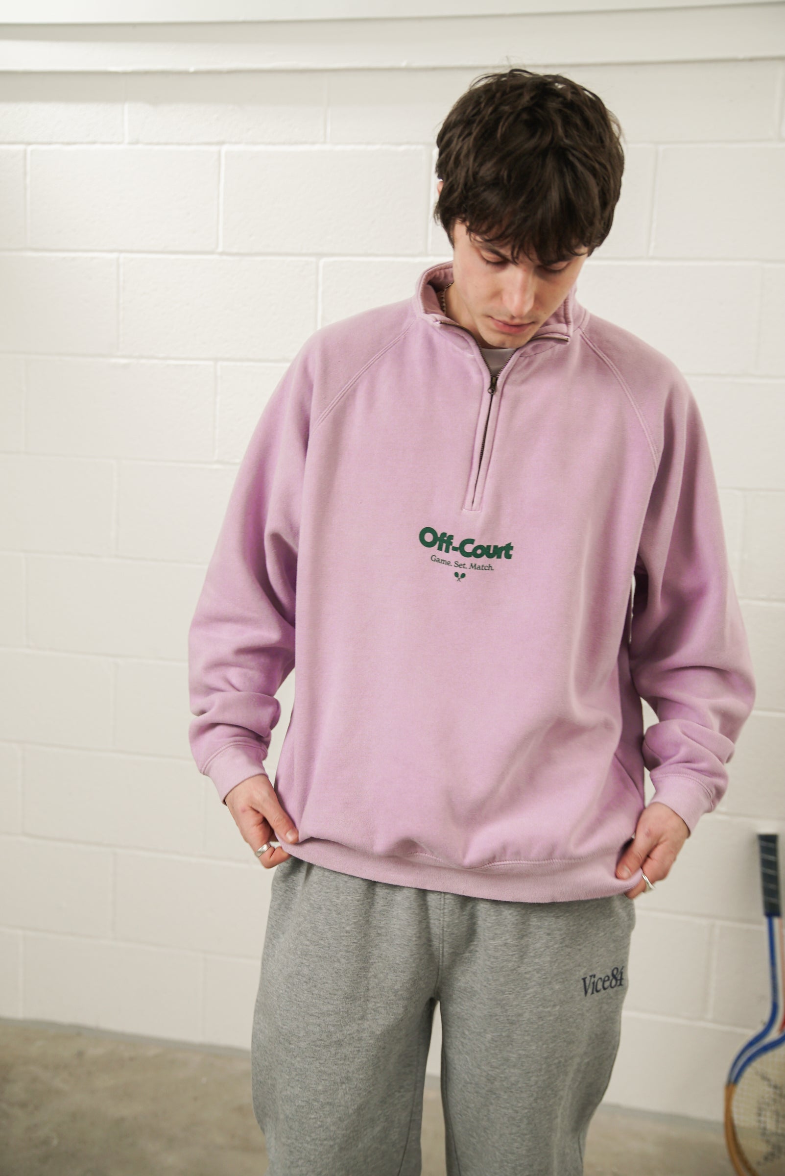 Vice 84 'Off-Court GSM' Washed 1/4 Zip Sweater - Pink – UN:IK Clothing