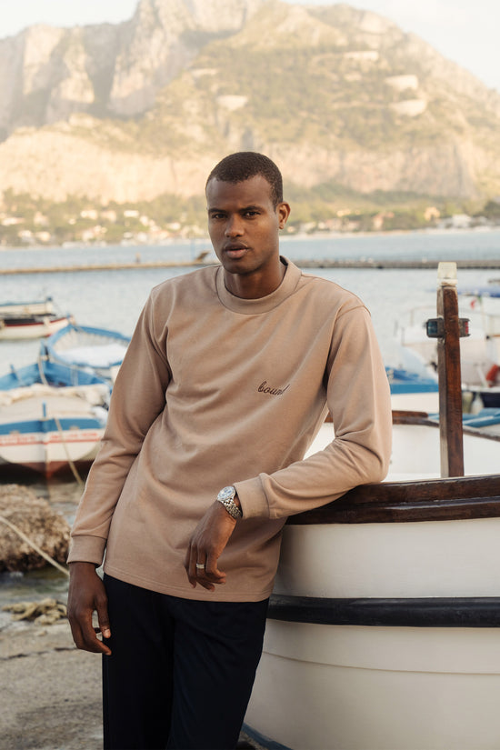 bound 'Script' Longsleeve Heavy Tee - Chestnut