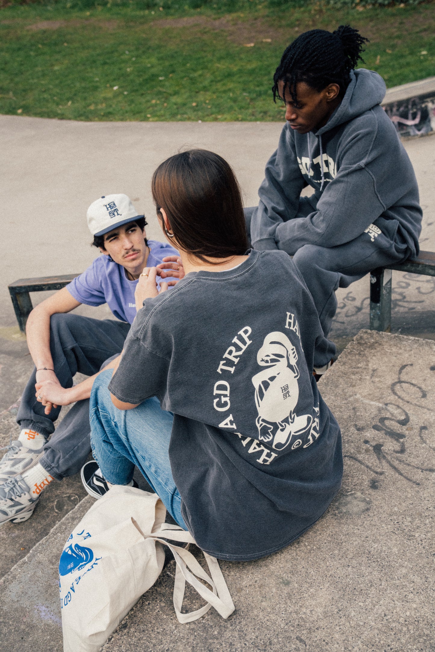 HAVE A GD TRIP 'Metal' Vintage Washed Tee - Charcoal