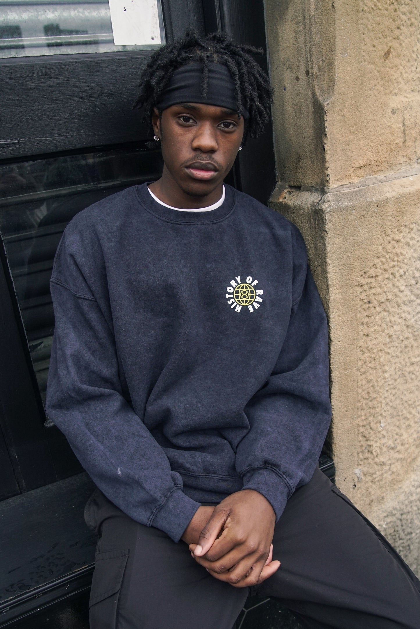 History Of Rave 'Colosseum' Acid Wash Sweater - Black