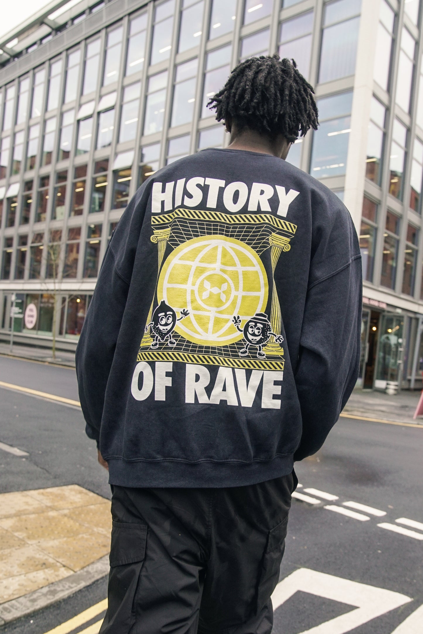 History Of Rave 'Colosseum' Acid Wash Sweater - Black