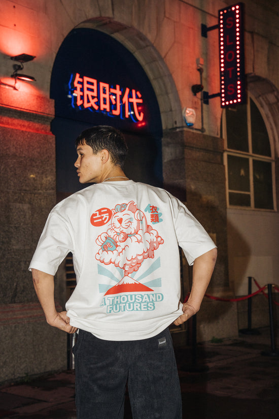 A Thousand Futures 'Lucky Cat' Tee - Vintage White