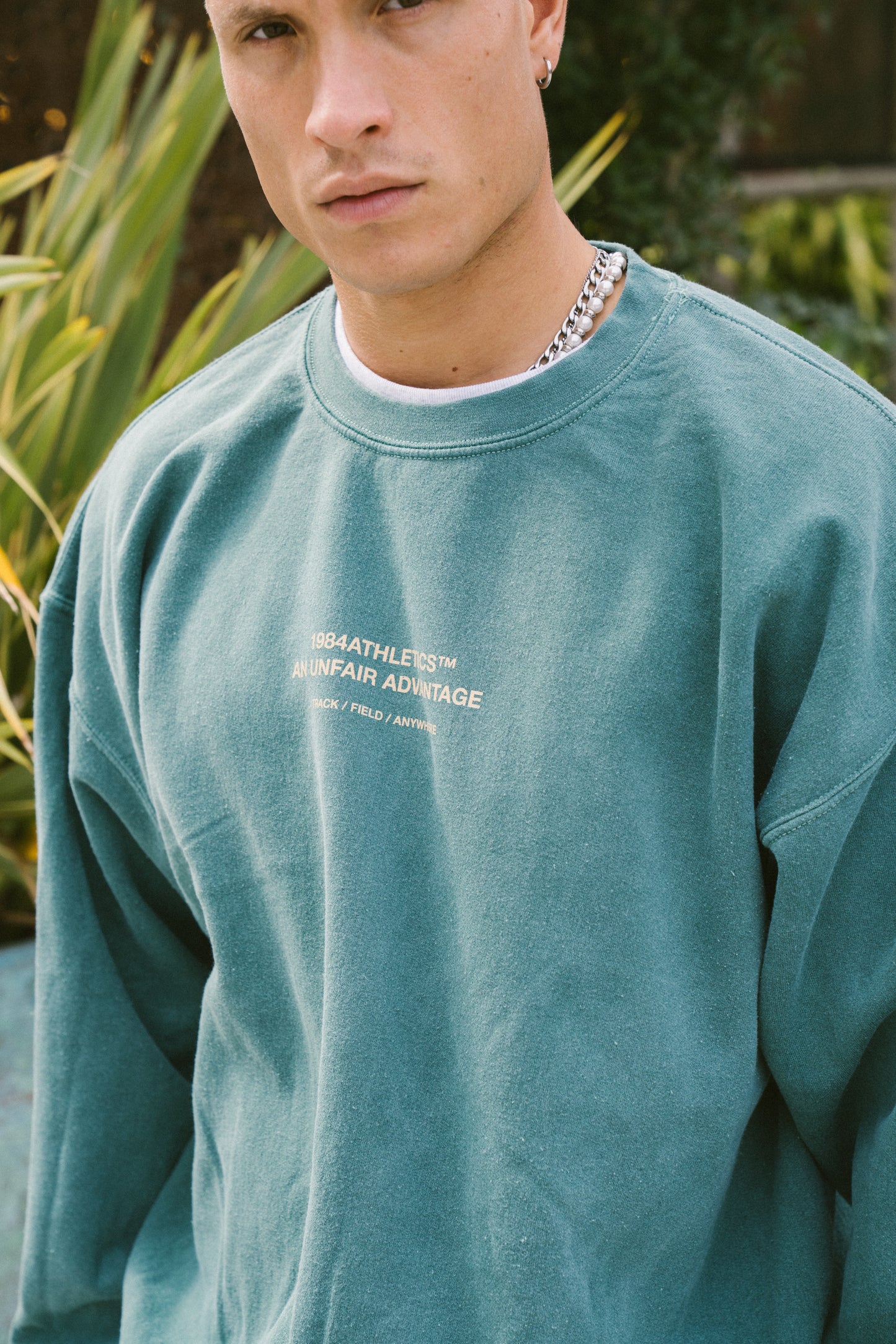 Vice 84 'Athletics' Vintage Washed Sweater - Emerald Green