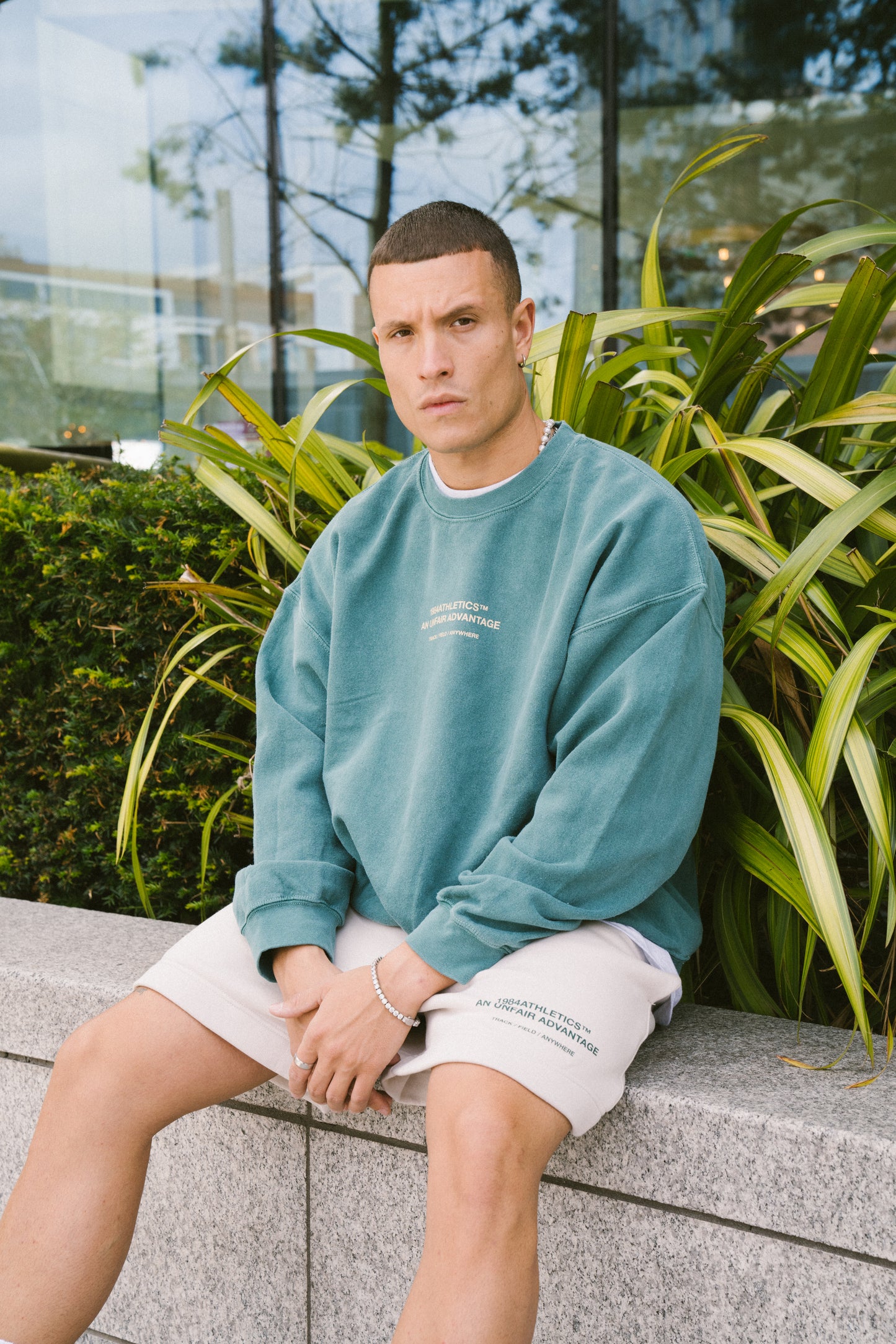 Vice 84 'Athletics' Vintage Washed Sweater - Emerald Green