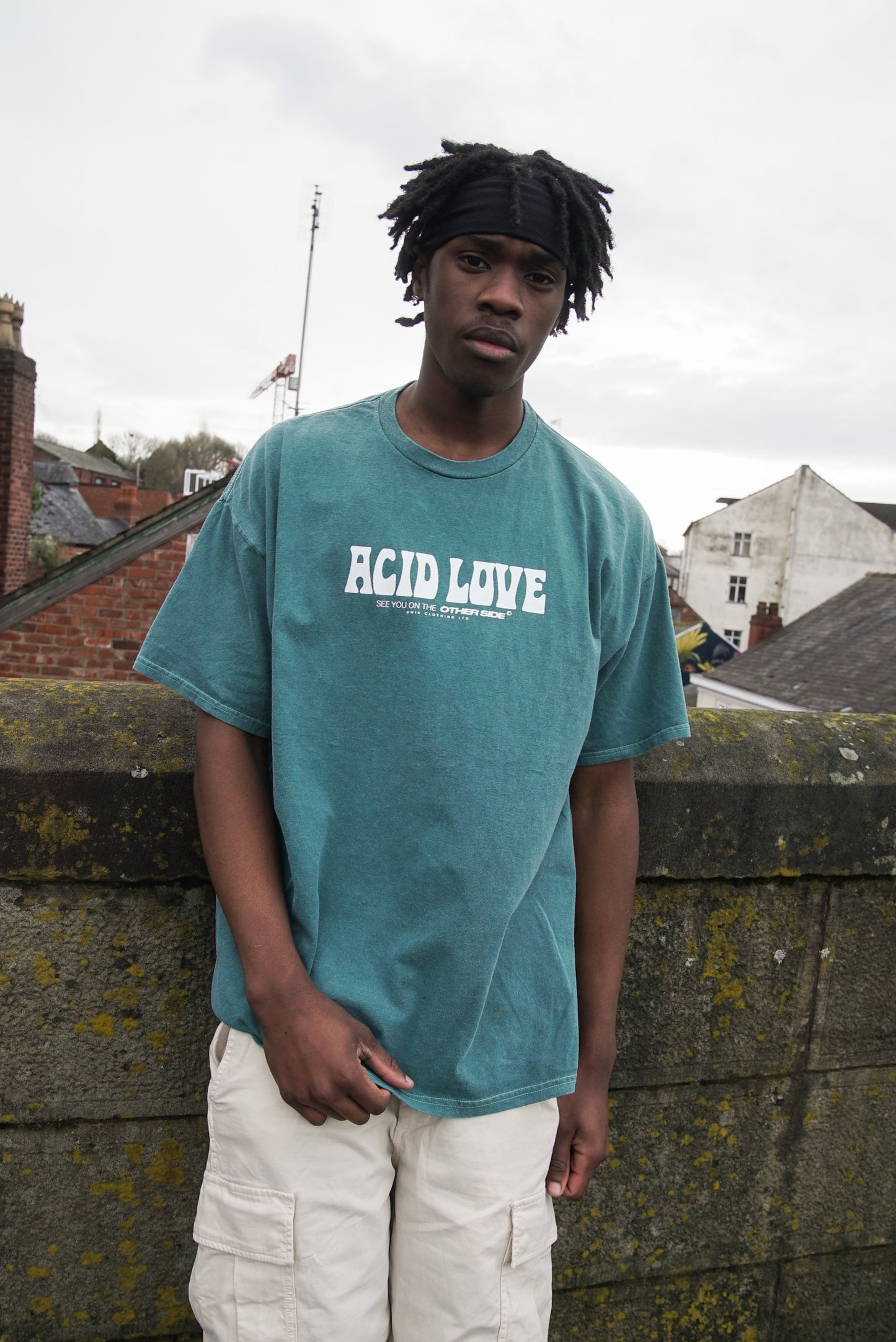 ACID LOVE 0.06 'Other Side' Tee - Vintage Washed Teal