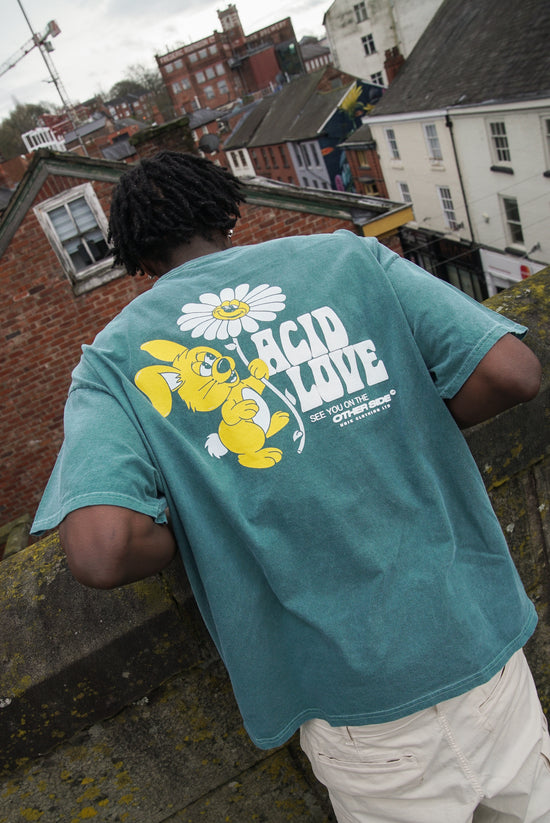 ACID LOVE 0.06 'Other Side' Tee - Vintage Washed Teal