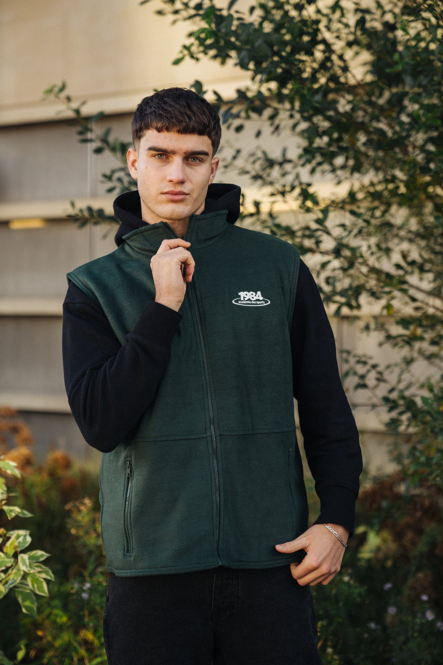 Vice 84 'Disc' Fleece Gilet - Forest Green / Navy