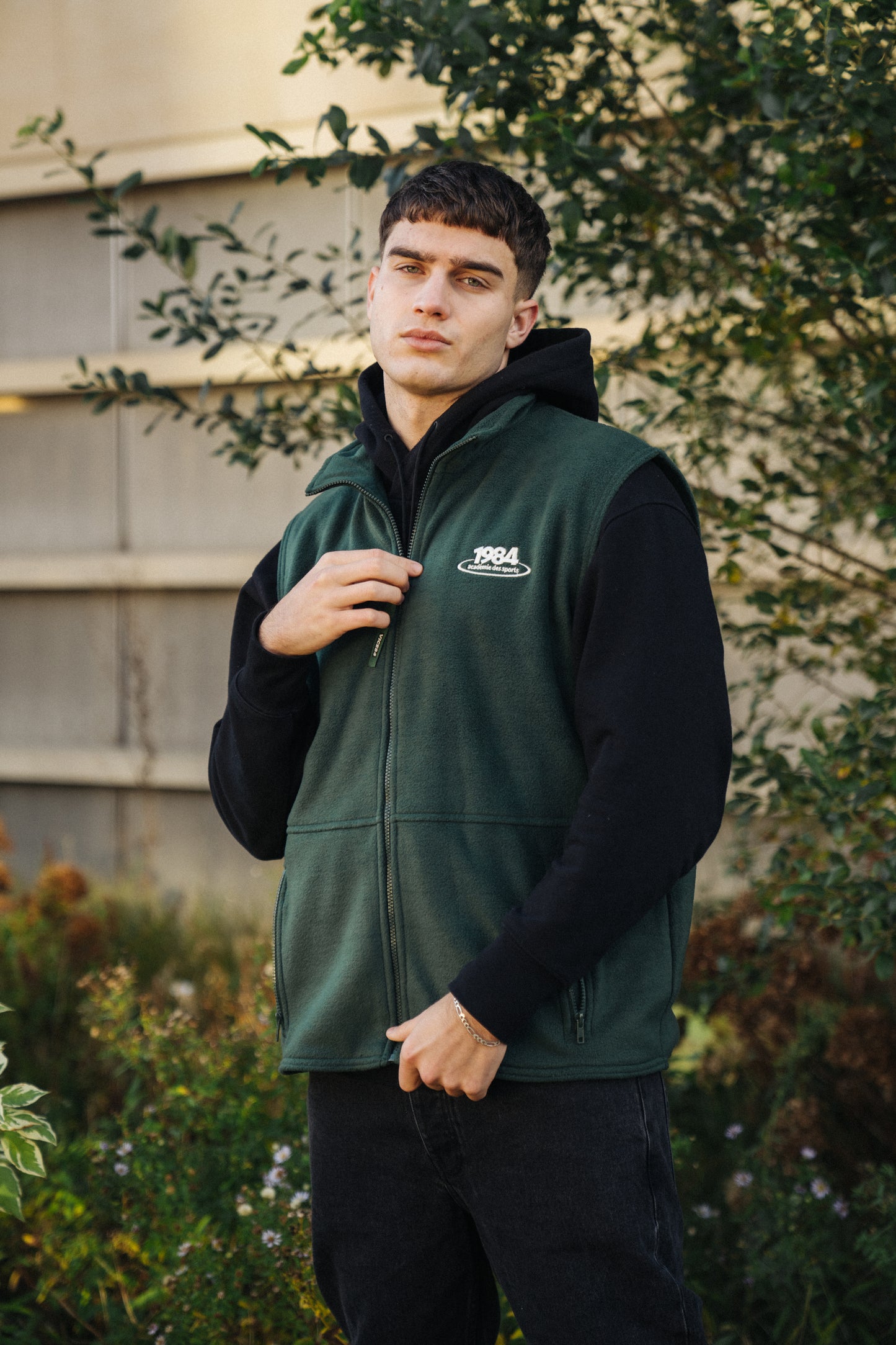 Vice 84 'Disc' Fleece Gilet - Forest Green / Navy