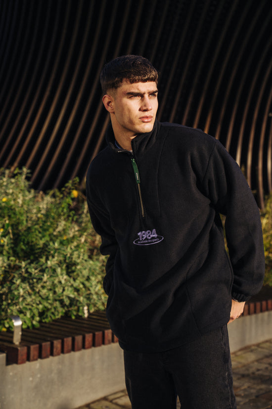 Vice 84 'Disc' Fleece 1/2 Zip Pullover - Black / Navy / Forest Green