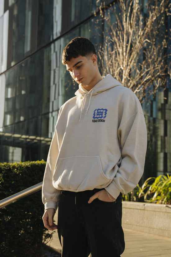 KBAR X UN:IK 'Logo' Vintage Washed Hoodie - Ivory