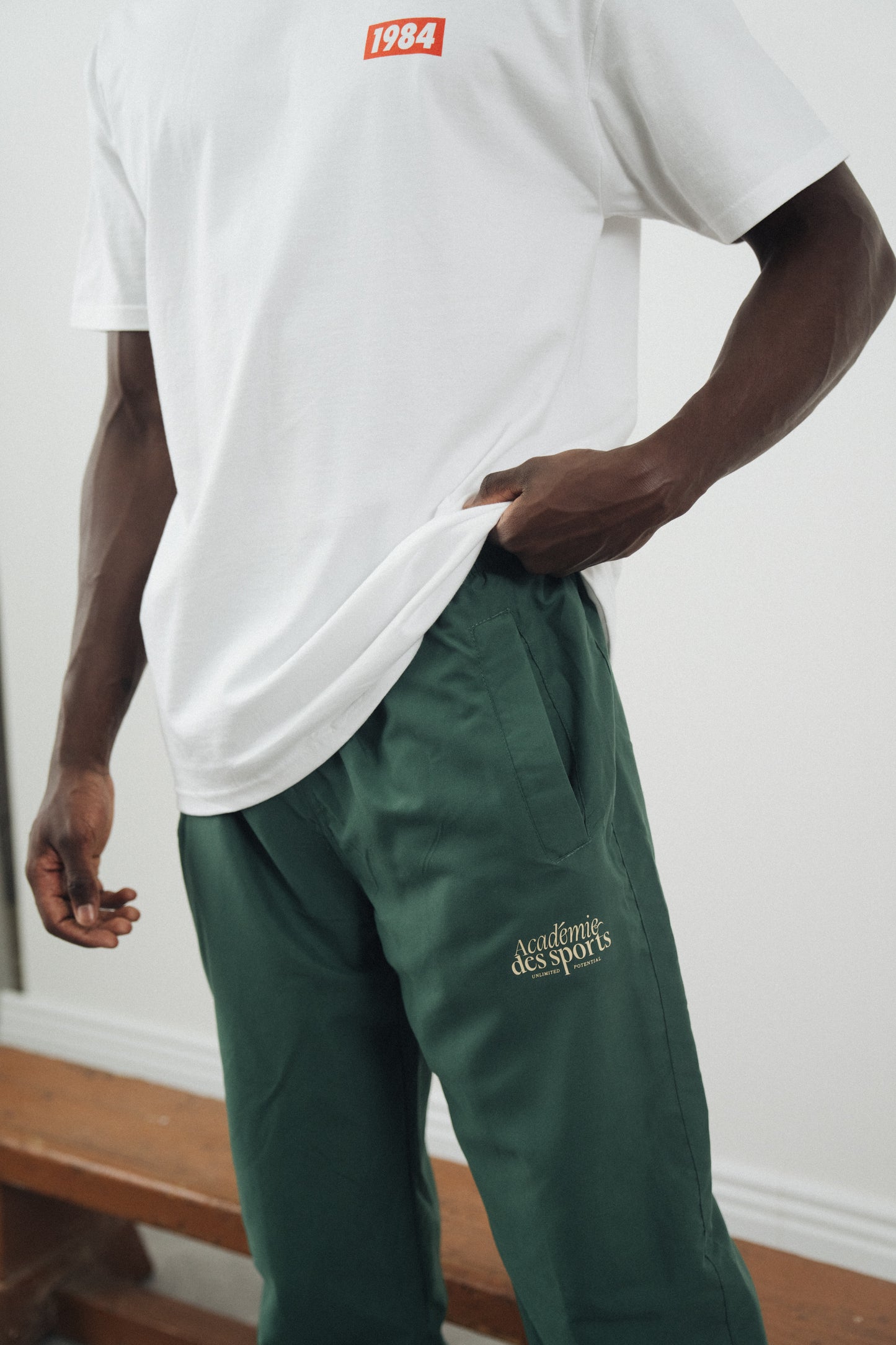 Vice 84 'Académie Des Sports Script' Nylon Trackpants - Green