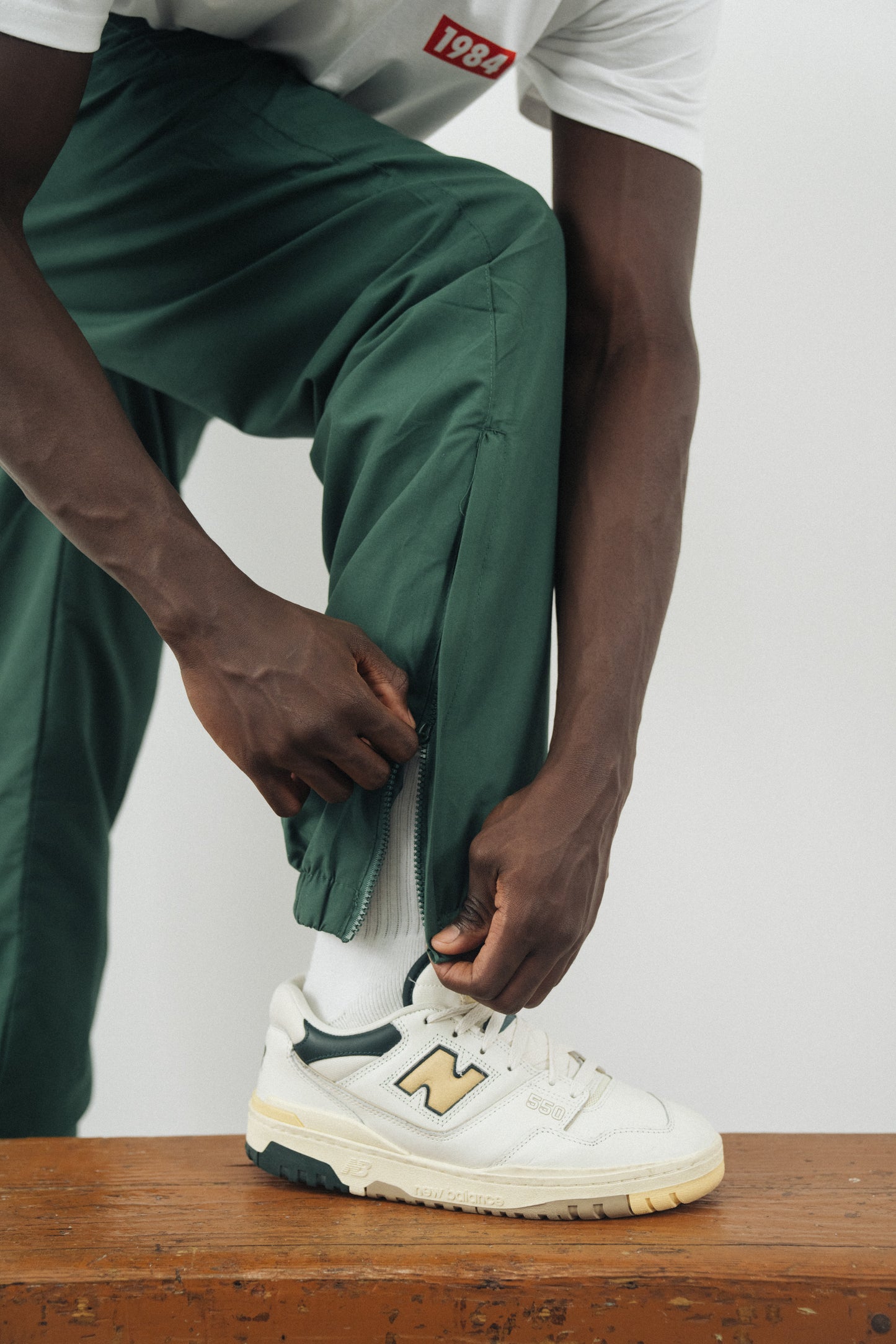 Vice 84 'Académie Des Sports Script' Nylon Trackpants - Green