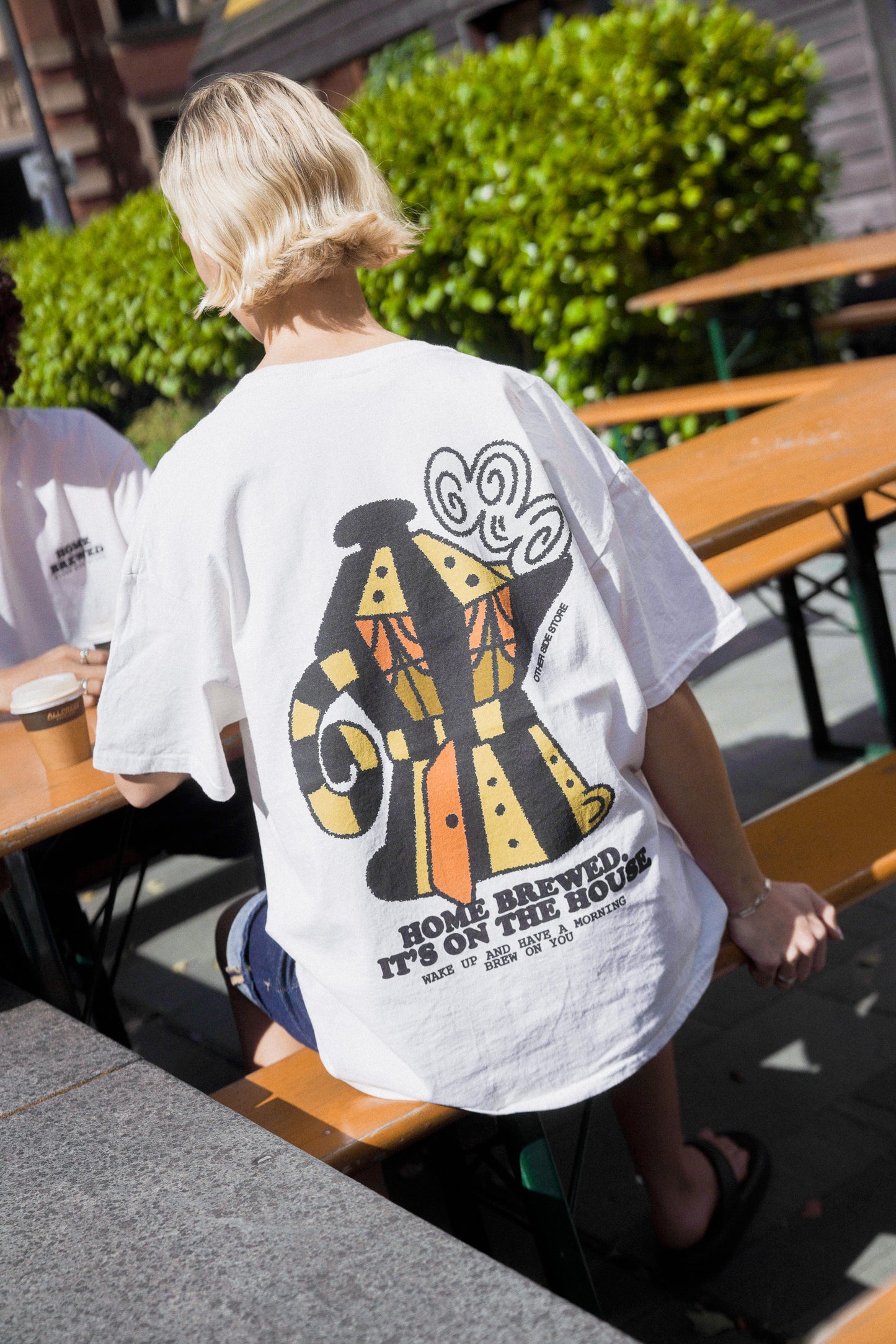 Other Side Store 'Home Brewed' Vintage Washed Tee - Cream