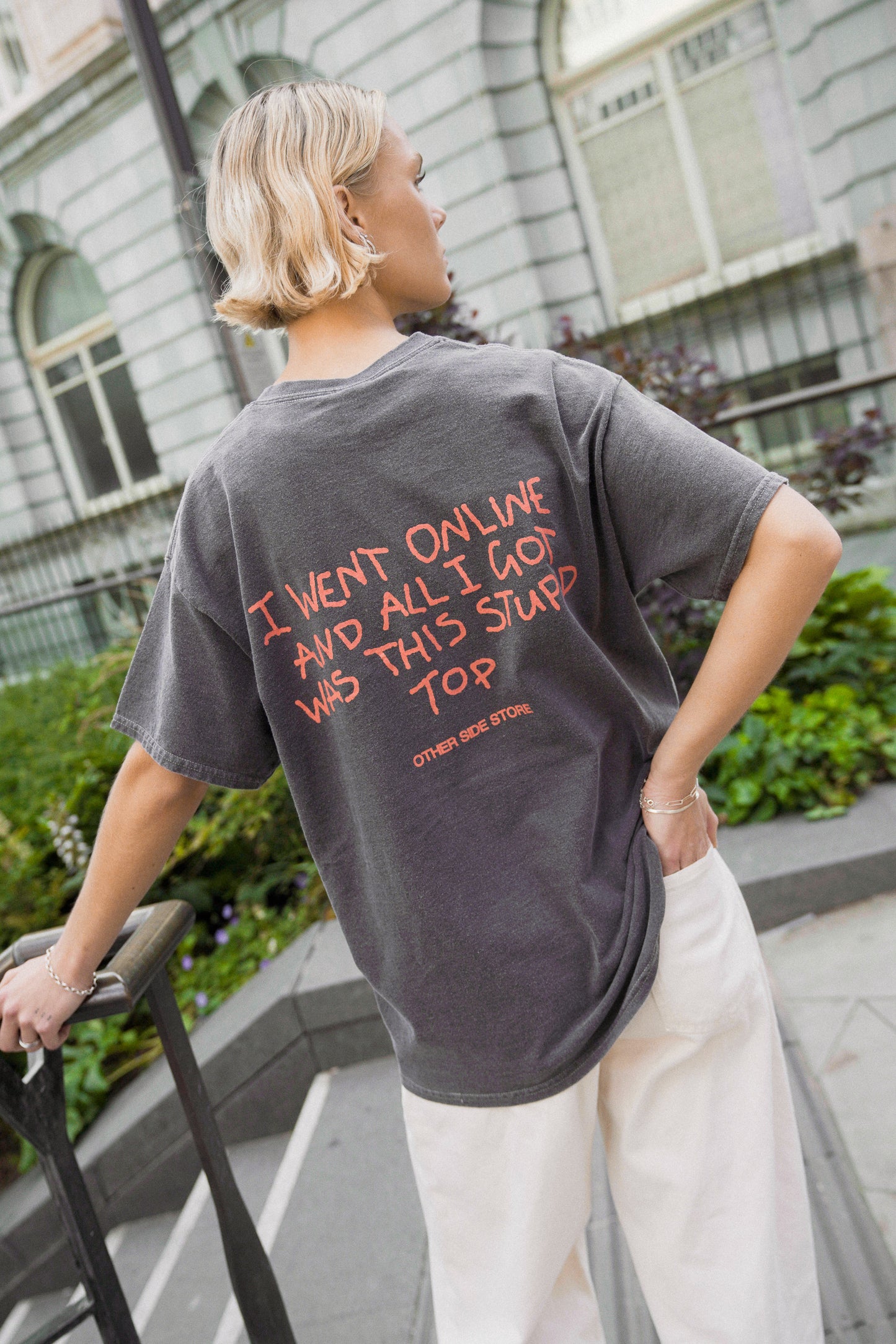 Other Side Store 'Stupid Top' Vintage Washed Tee - Black