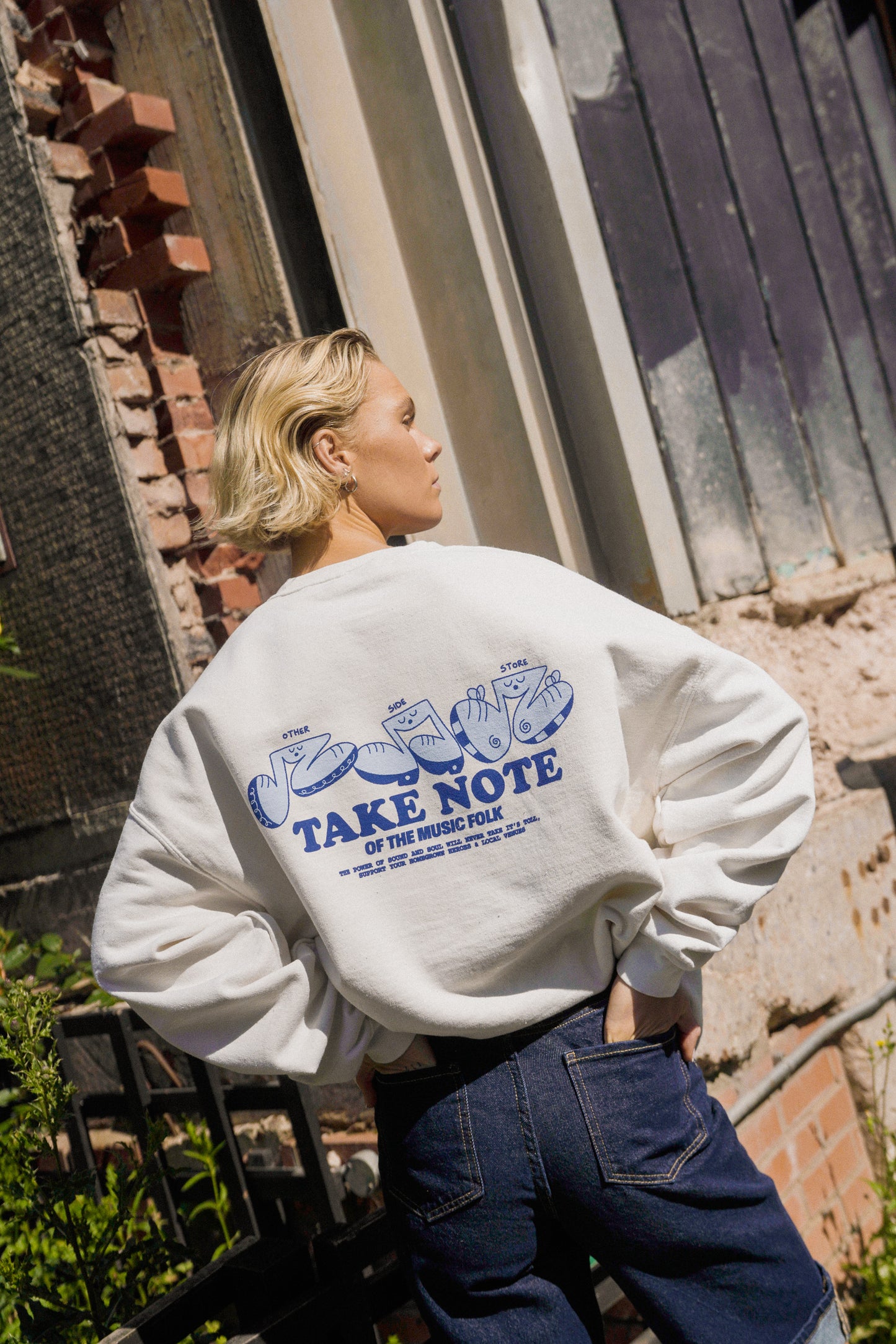 Other Side Store 'Take Note' Sweater - Vintage Washed Ecru
